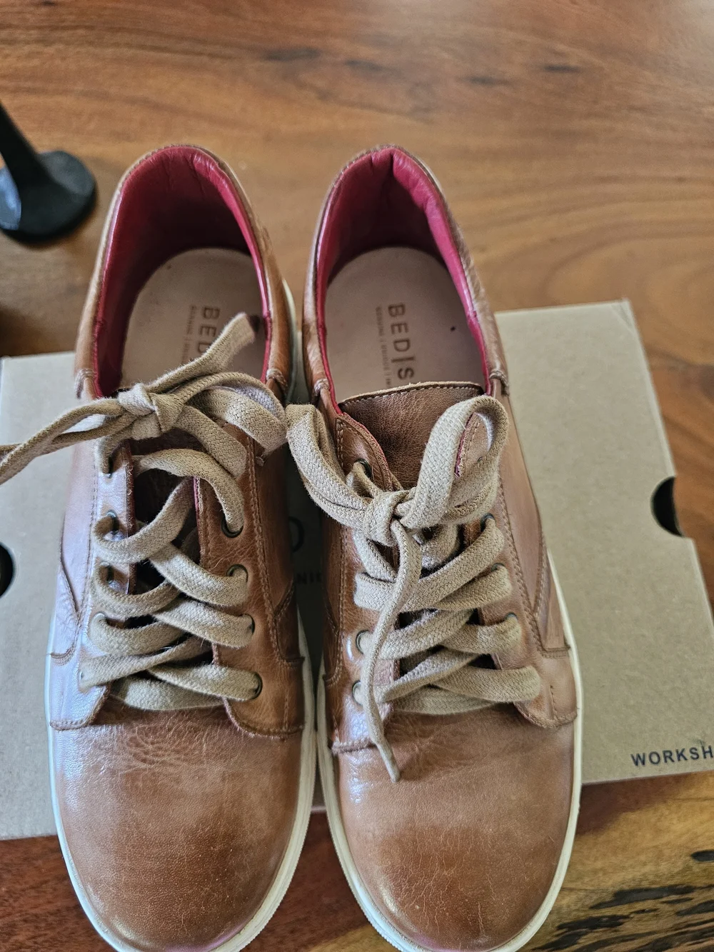 Bed Stu Women’s Brown Leather Sneakers with Red Lining